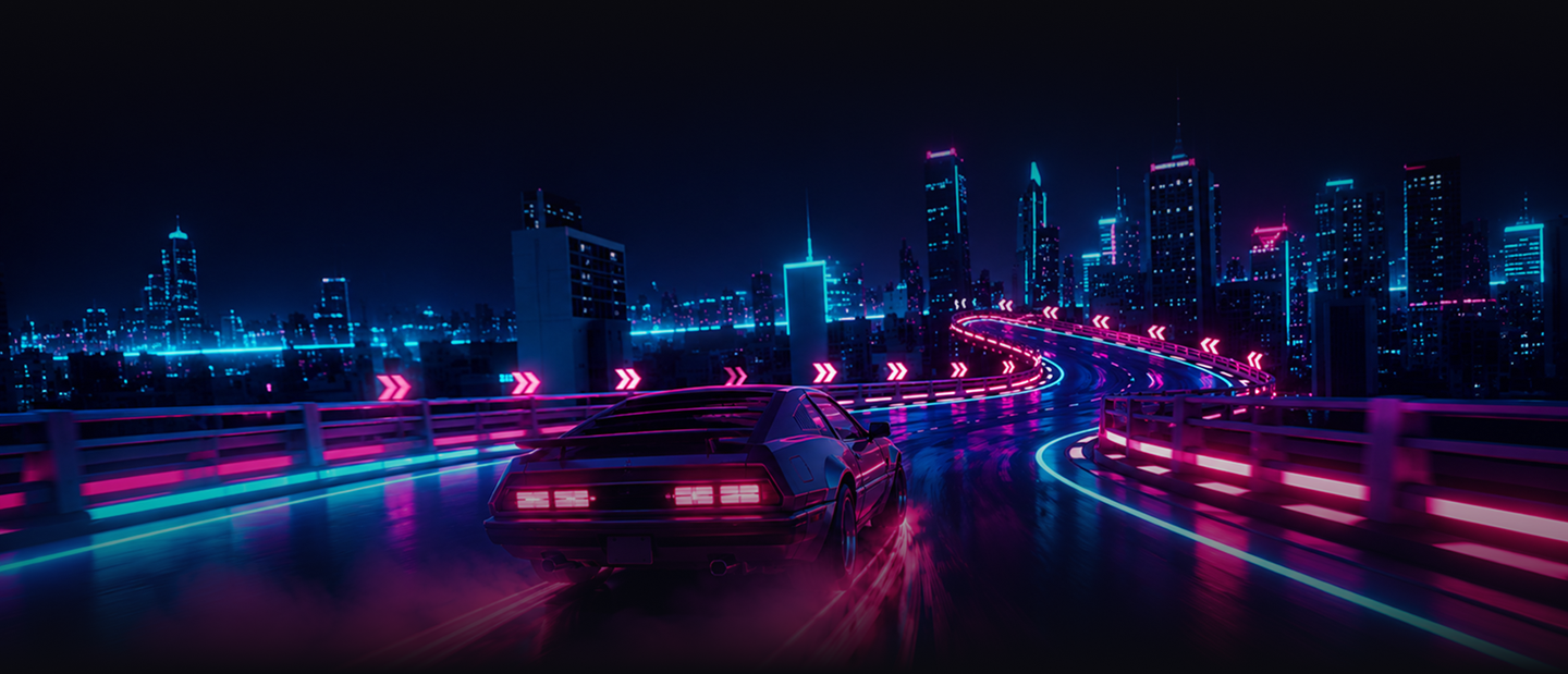 Neon city drift road